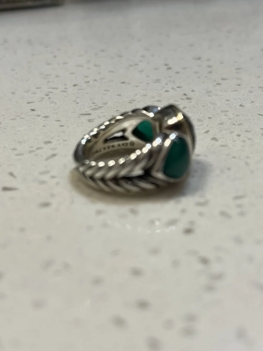 David Yurman Green Onyx And Smoky Quartz Ring Size 7 RARE